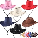 Zhanmai 12 Pcs Cowboy Hat & Bandana Set Western Costume Accessories for Cowboy Party Bulk Favors for Theme Party