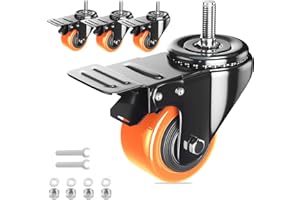 WOZESEIK Stem Caster Wheels 2 inch Heavy Duty, Swivel Threaded Stem Mount Casters Set of 4 with American Size UNC 1/4"-20 x 1