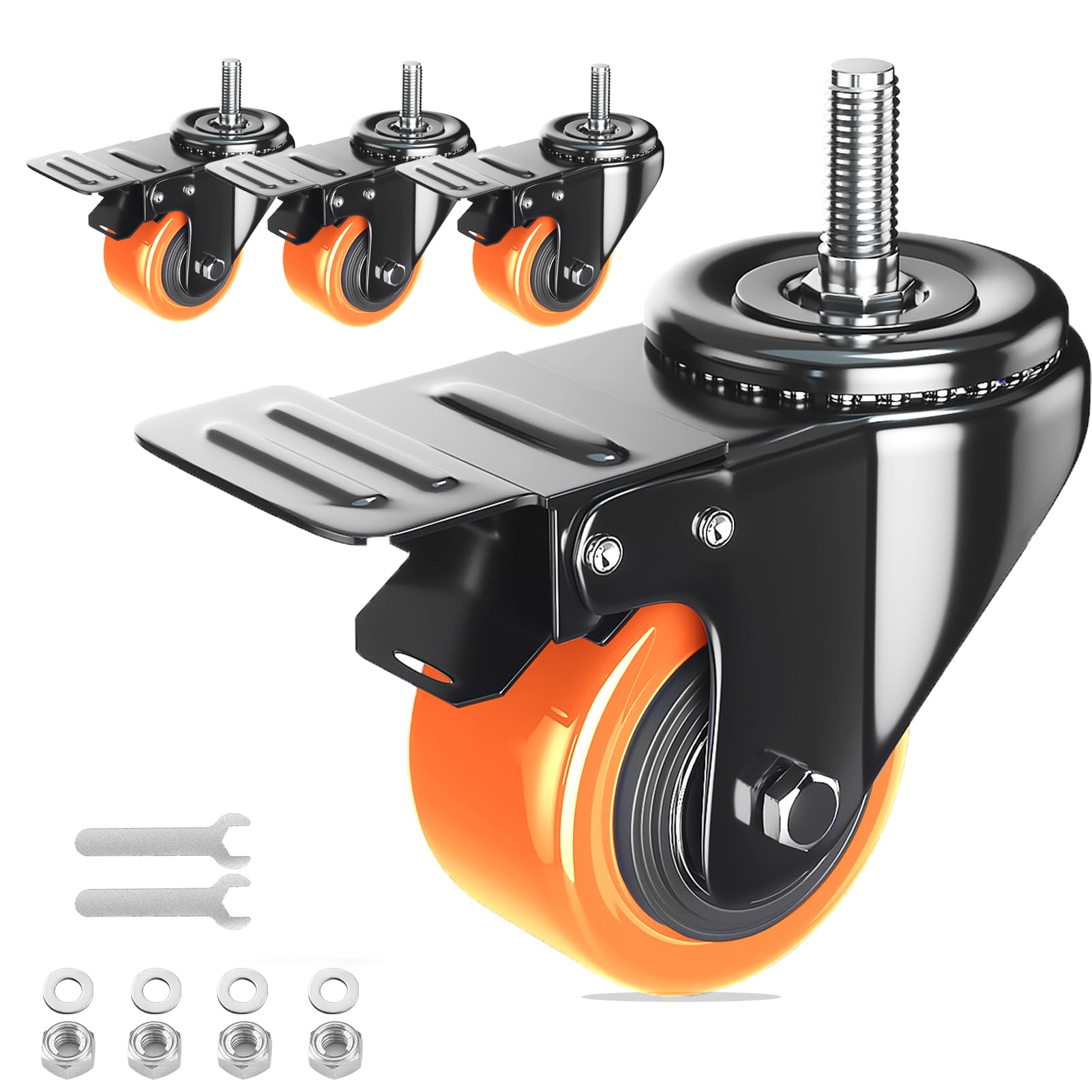 Photo 1 of *** CHECK COMMENTS***.   Stem Caster Wheels 2 inch Heavy Duty, Swivel Threaded Stem Mount Casters Set of 4 with American Size UNC 1/4"-20 x 1