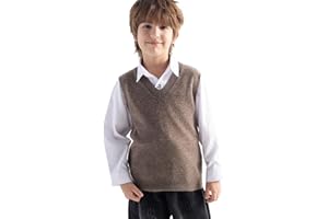 Chanyarn Boys and Girls 100% Merino Wool Sweater Vest V-Neck Sleeveless 2025 Fall Winter Cable Tops Knitted Pullover Vest