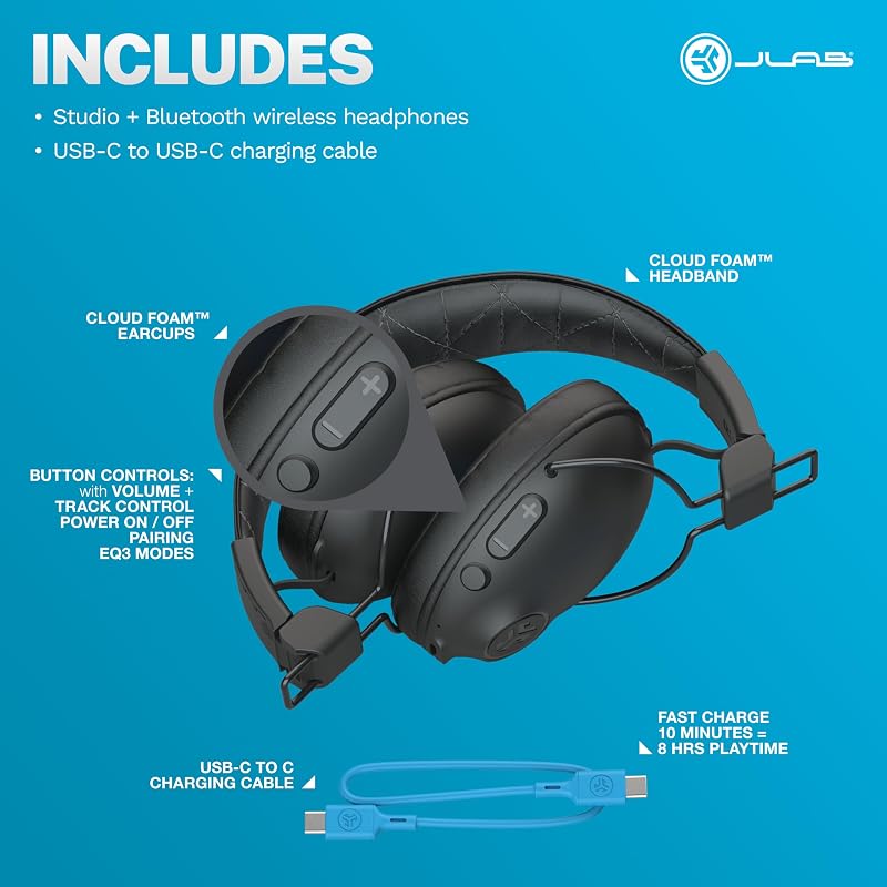 Studio Pro+ Bluetooth Kopfhörer Over-Ear - Kabellos 65+ Std., Schwarz