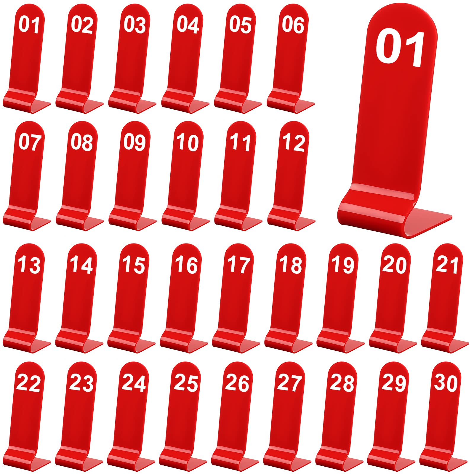 Photo 1 of Tuanse 1-30 Table Order Numbers Restaurant Double Sided Acrylic Reception Number Stands Signs for Wedding Restaurant Seating Cafes Party Banquet(Red)