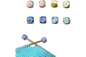 SPANSEE 8 PCS Hexagon Print Knitting Needle Stoppers, Knitting Needle End Caps, Stitch Stoppers, Fit Size 2.5-13 (3mm-9mm) Needles