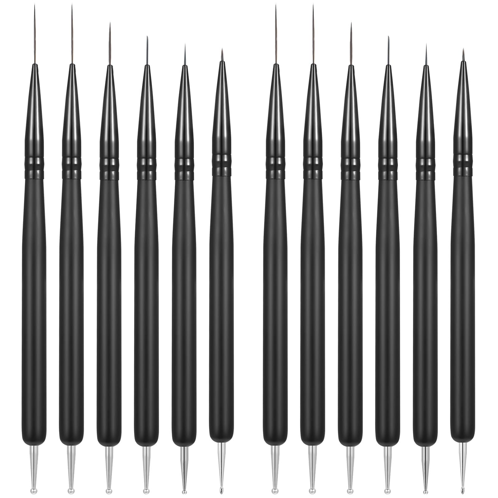 Photo 1 of 10 Pcs Nail Art Liner Brushes Striping Thin Long Lines Dotting Pen Tools Painting Art Design Brush Set Nail Arts Design Brush Double-End Nails Arts Tools for Long Lines Thin Details Fine Drawing