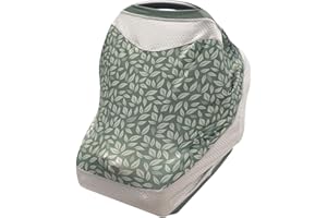 Boppy 4 and More Multi-use Cover, Green Leaves, Quick-Dry UPF 50+ Knit and Breathable Mesh, Versatile for Car Seat Canopy, Nursing Cover, Infant Strollers, Shopping Carts, Highchairs and More