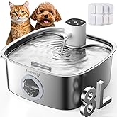 Cordless Wider Tray Dog Water Fountain, 5000mAh Battery Operated Dog Water Bowl Dispenser with 3 Motion Sensor, FEELNEEDY Sta