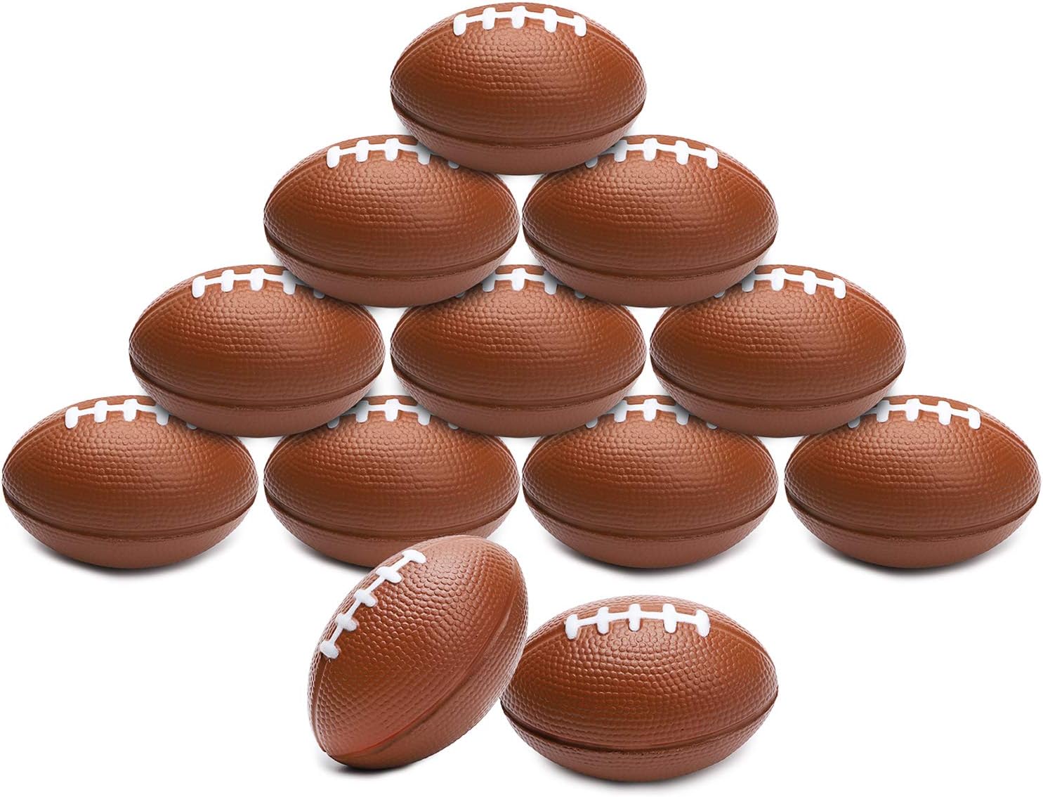 WATINC 12 Pcs 3.5Inch Football Squishies Pack Super Bowl Party Favors, Sports Themed Party Foam Squeeze Balls for Stress Relief, Stocking Stuffers, Ball Games and Prizes, Relaxable Slow Rising Toys