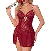 Avidlove Sexy Lingerie for Women Mesh Babydoll Dress Sheer Lingeries Lace Chemise Floral Outfits Lingerie Set with Thong