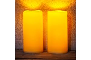 Homemory Large Solar Candles Outdoor Waterproof, 4"x10", Dusk to Dawn, Solar Powered Flameless Candles for Outdoor, Lanterns, Set of 2