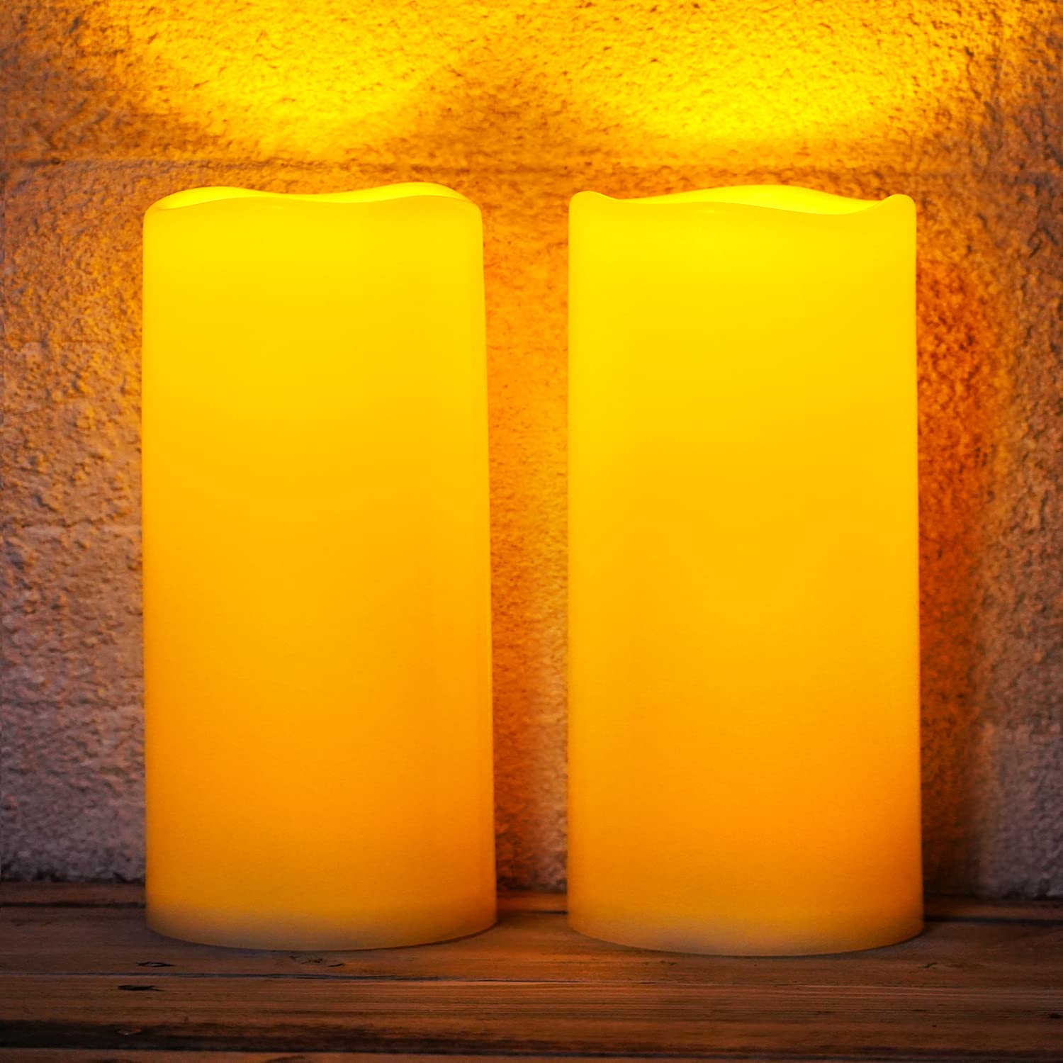 Homemory 4"x 10" Large Solar Candles Outdoor Waterproof, Rechargeable Solar Powered Flameless Candle Lights for Outside Lanterns, Fake Pillar Candles, Garden Electric LED Candle Set of 2