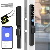Dhiedas Slim Sliding Glass Door Lock, Sliding Door Lock with Fingerprint Remote APP Keypad RFID Key Electronic Digital Biometric Mortise Smart Lock for Double Hook Patio Sliding Door