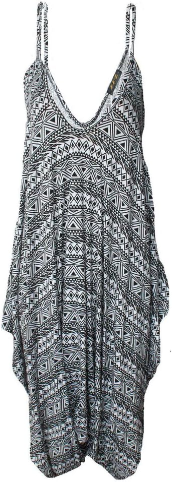 LUL® Womens Printed Lagenlook Strappy Baggy Harem Jumpsuit Dress Top Playsuit Cami 16-30