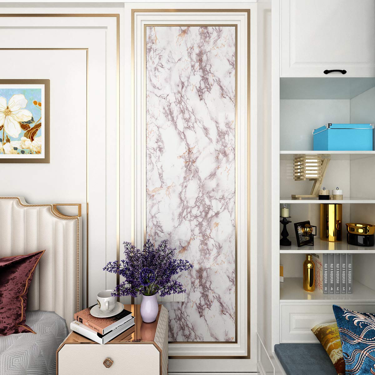 Livelynine 197 x 36 Inch Wide Contact Paper for Countertops Waterproof Wallpaper for Kitchen Countertop Peel and Stick Desk Covering Table Top Covers Self Adhesive Countertop Paper Marble Vinyl Wrap