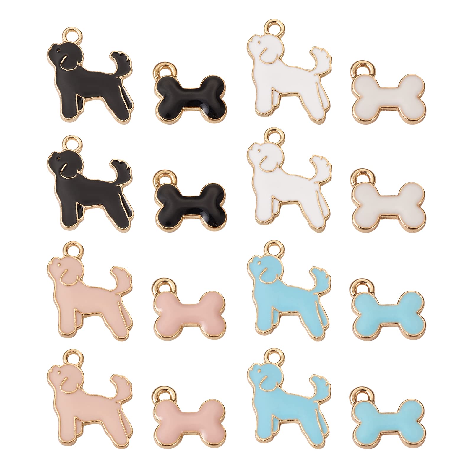 Cheriswelry 40pcs Enamel Bone Pendants Cute Dog Pet Charms Dog Puppy Dangle Charms for DIY Jewellery Bracelet Making — image 1