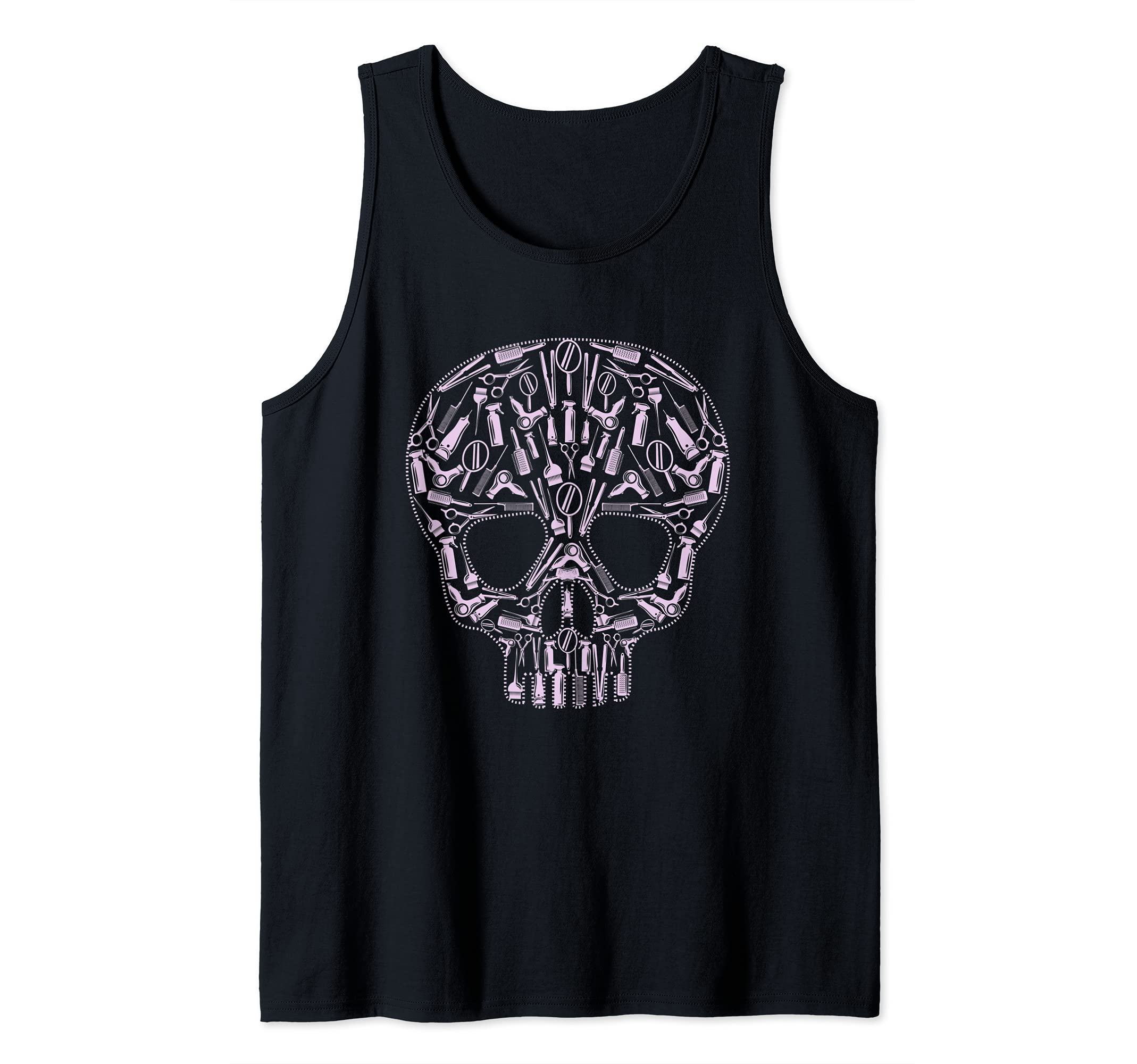 Barber Skull Tools Hair Dresser Shop Tank Top
