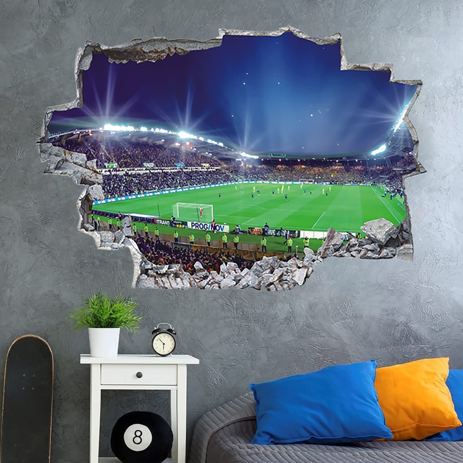 ANHUIB Large 3D Football Stadium Wall Sticker, Football Wall Stickers for Boys Bedroom & Nursery, Soccer Sport Wall Stickers for Kids Room & Classroom Decor — image 1
