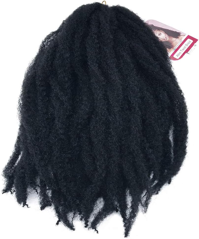 Coolbers 18 Inch Black Afro Kinky Curly Crochet Braids Soft Synthetic Marleybob Crochet Hair Extensions Jerry Curls Synthetic Braiding Hair (18 Inch, 1B)