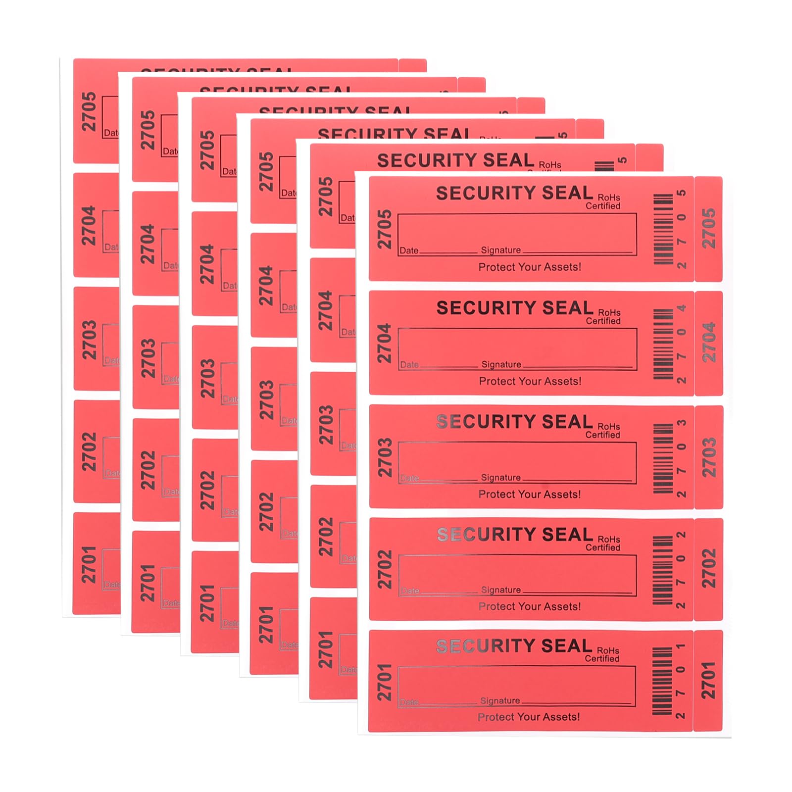 Ruimou 100pcs Transfer Tamper Evident Security Warranty/Labels/Stickers/Seals with Sequential Numbers/Waterproof (Red)