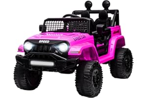 BKIRNP 12V Battery Powered Ride On Car, Electric Car for Kids w/3 Speeds Adjustable Equipped with Music, Parent Remote Control, Spring Suspension, AUX Port Gifts for Kids 3+