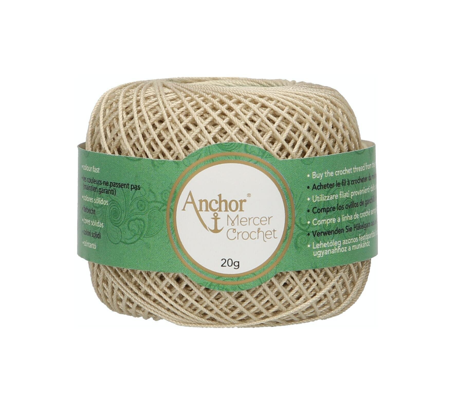 ANCHOR Mercer Crochet Shiny Crochet Yarn, Thickness: 80, Packaging: 20G, Running Length: 372M 390 Crochet Threads
