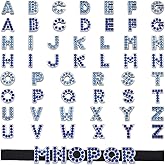 KISSITTY 52pcs/Box Alloy Rhinestone Alphabet Pendant Charms Crystal Blue Letter A-Z Metal Light Siam Loose Spacer Beads Slide Charms 12mm for DIY Bracelet Necklace Jewelry Crafts Making
