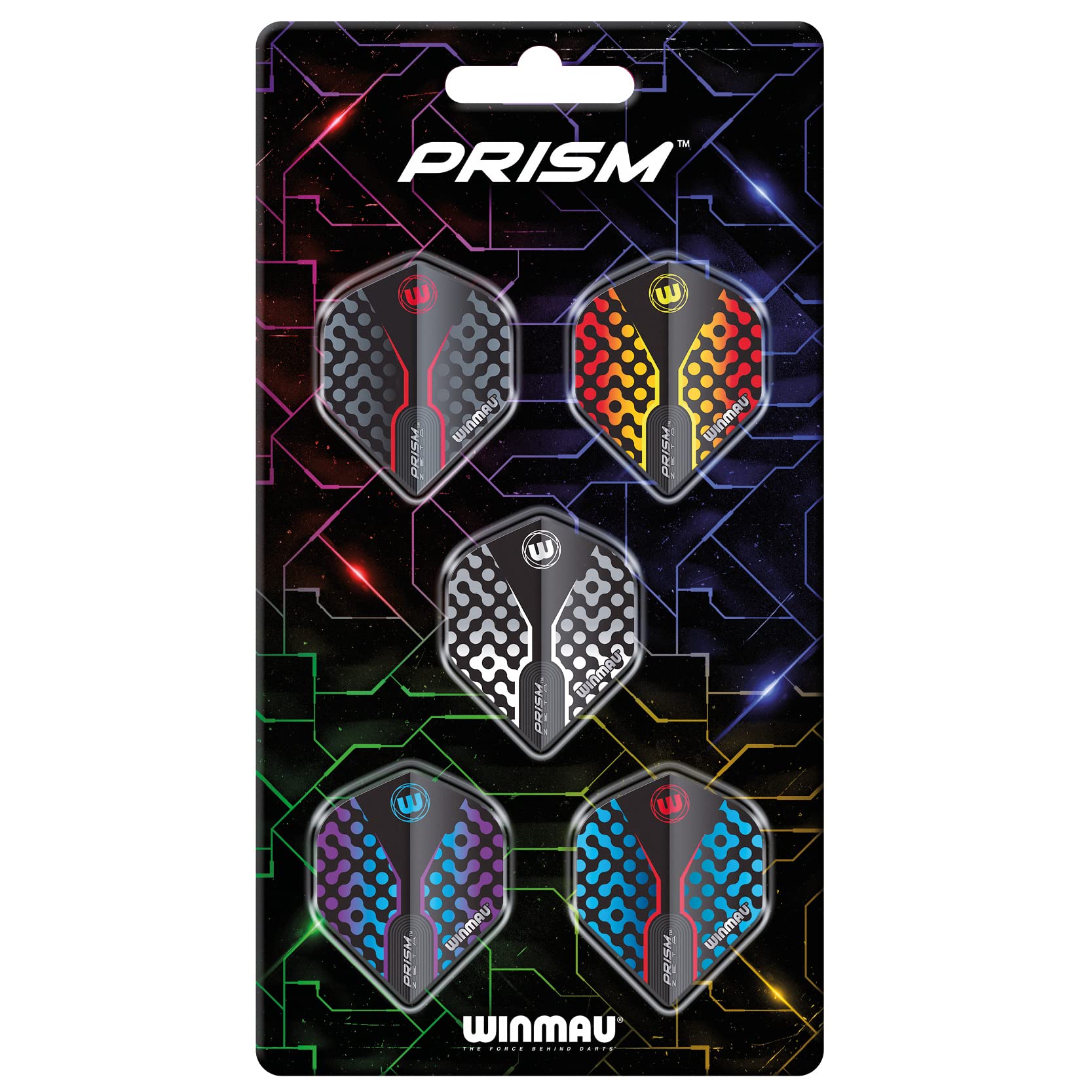 WINMAU - Prism Zeta Dart Flight Collection - Dart Flights 5 Sets Per Pack (15 in Total) Extra Thick 100 Micron - Standard Shape Darts Flights - Professional Darts Accessories