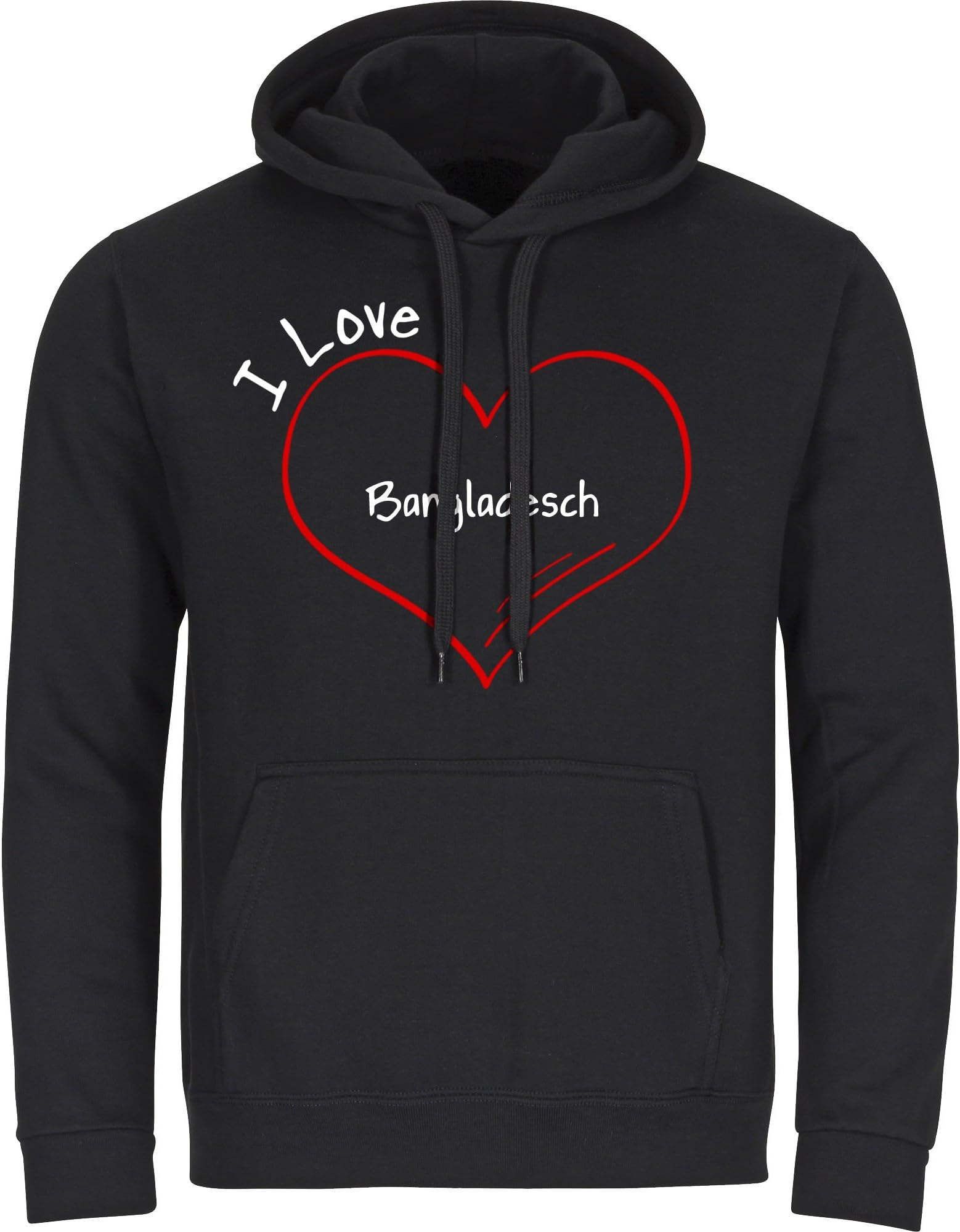 Sweatshirt Long Sleeve Modern I Love Bangladesh Black Men Size S to 3XL
