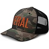 RIVEMUG OR Camo Feral Embroidered Curved Bill Camouflage Trucker Hat Low Crown Adjustable Orange Lettering Feral Hat - Cap