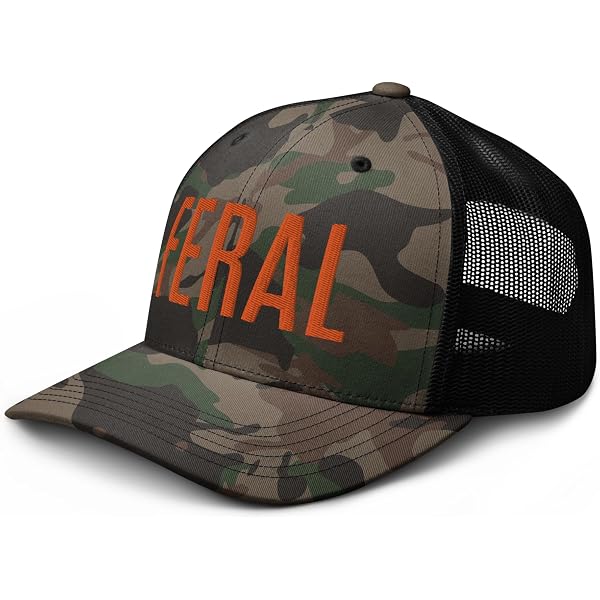 RIVEMUG Feral Foam Trucker Hat - Embroidered Curved Bill High Crown Adjustable Snapback Cap