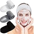 Whaline Spa Facial Headband Make Up Wrap Head Terry Cloth Headband Adjustable Towel for Face Washing,Shower, 3 Pieces (White, Black, Gray)