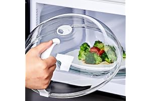 Reusable Microwave Splatter Cover, Plate Cover for Heating Food, Transparent 9 Inch Anti-Splatter Lid with Steam Vents Holes 