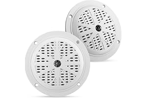 4 Inch Dual Marine Speakers - Waterproof and Weather Resistant Outdoor Audio Stereo Sound System with Polypropylene Cone, Clo