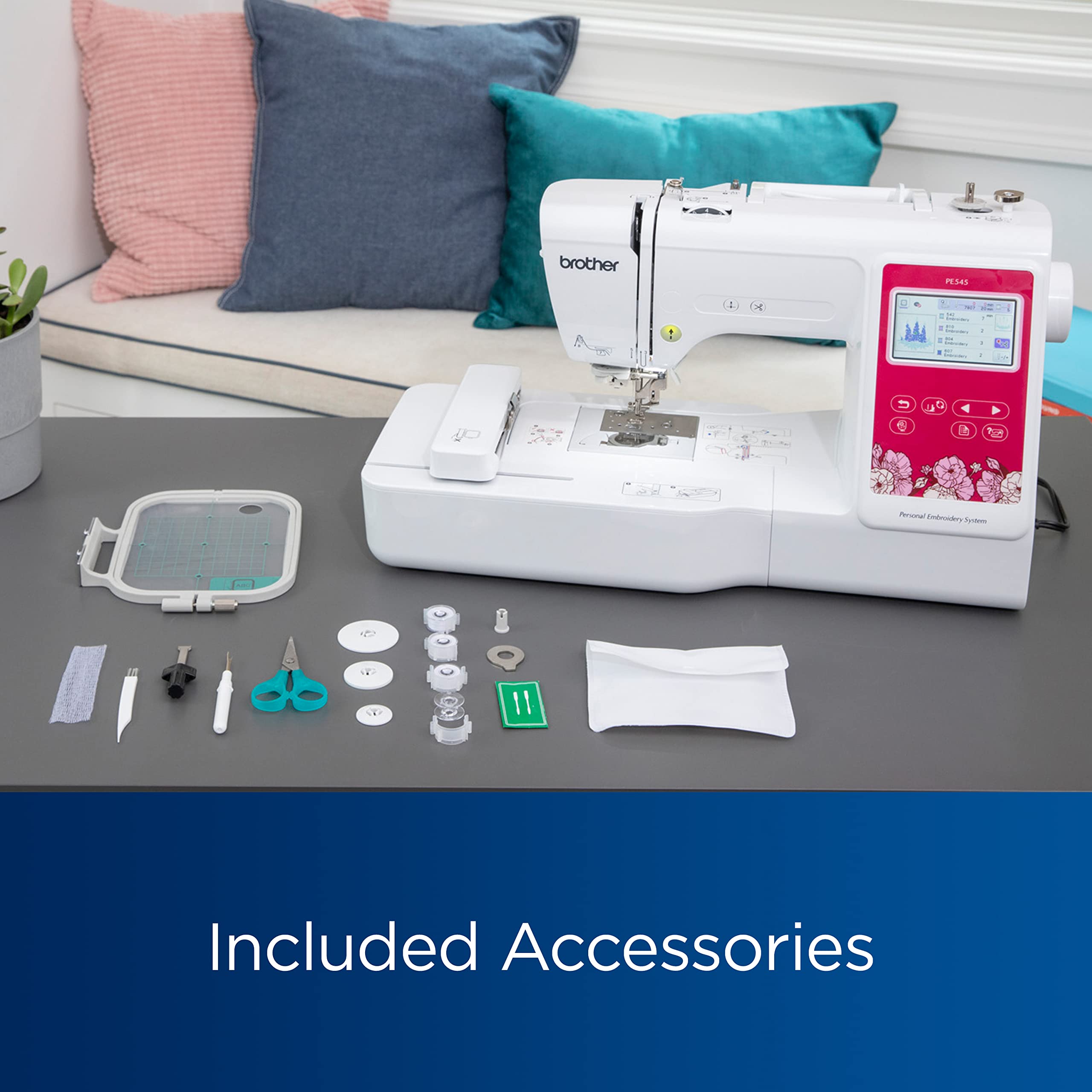 Brother PE545 Embroidery Machine, Wireless LAN Connected, 135 Built-in Designs, 4