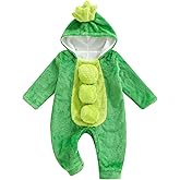 GINEVSAL Baby Pea Pod Costumes Newborn Snowsuit Long Sleeve Full Length Hood Plush Romper Jumpsuit Warm Winter Clothes