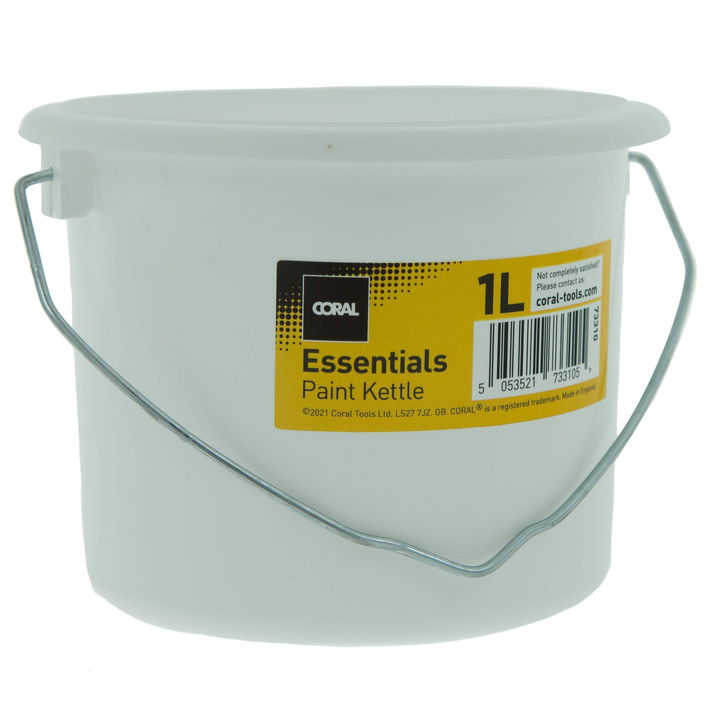 Coral 73310 Essentials Plastic Paint Kettle Container with Metal Handle for Paints and Paste 1 Litre
