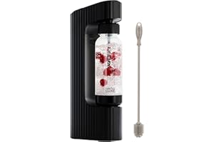 Twenty39 qarbo LUXE Premium Metal Sparkling Water Maker Machine - Soda Beverage Carbonator for Home, Seltzer & Carbonated Beverage Dispenser, Water Carbonation Fizz Maker (Vesuvius Black)