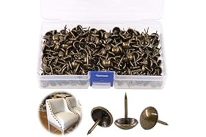 Keadic 300Pcs [ 7/16" in Diameter] Antique Upholstery Tacks Furniture Nails Pins Kit for Upholstered Furniture Cork Board or 