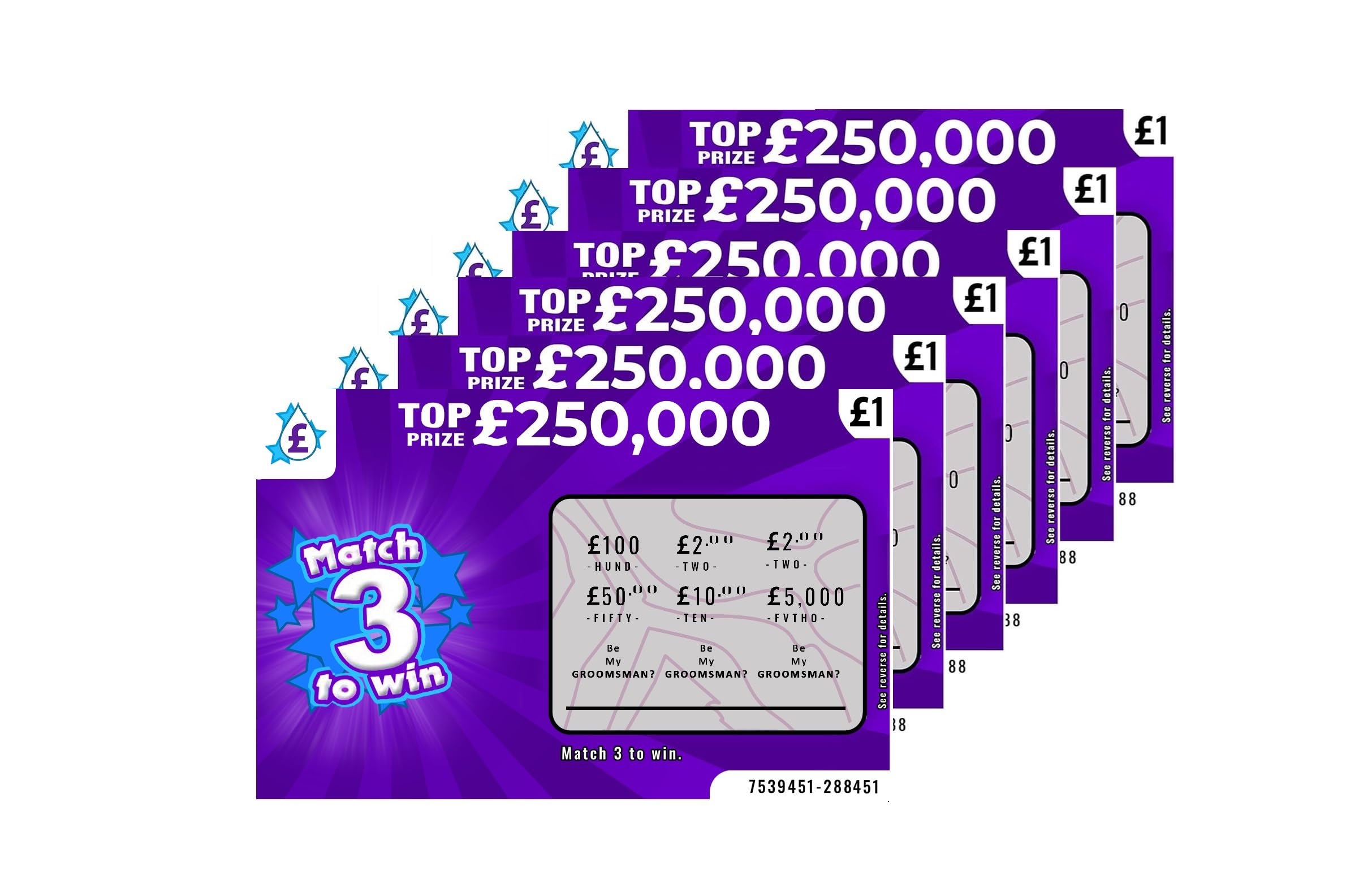 6 Pack Scratch Card Be My Best Man, Groomsman, Bridesmaid, Maid Matron of Honour, Marry Me? Novelty Fake Lottery Gift (Groomsman)
