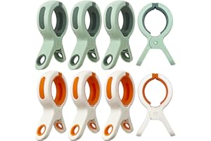 SYLROAL 8 Pack Beach Towel Clips for Beach Chairs Cruise, Beach Chair Clips for Towels Lounge Chairs Pool Towel Holder, Large Clips Plastic Clothespins Clamps for Hanging Clothes in Bright Color(White,Green)