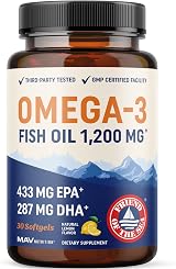 MAV Nutrition Triple Strength Omega 3 1200 mg Burpless Fish Oil 30 Ct