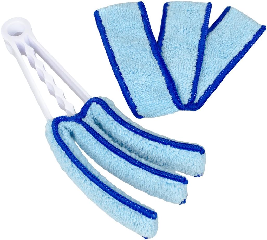 Interthing Microfiber Wuzzy Venetian Blind Duster Shutters Cleaner with Two Removable Sleeves