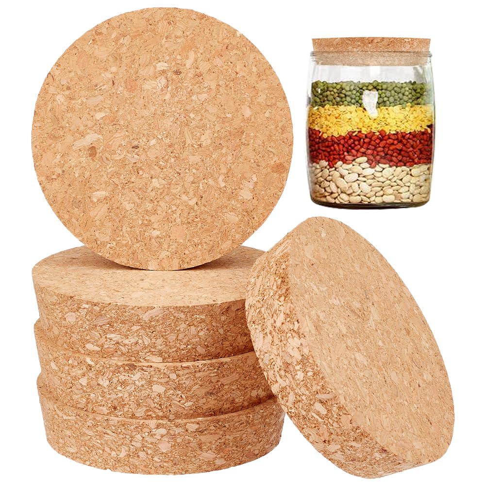 OLYCRAFT 5 Pcs Large Cork Stoppers Tapered Cork Plugs Wood Corks Lids Bottle Lids Corks Stopper 8.5~9.1cm Wine Bottle Stoppers Wood Jar Stopper for Kitchen Wedding Favor Canning - 2cm Thick
