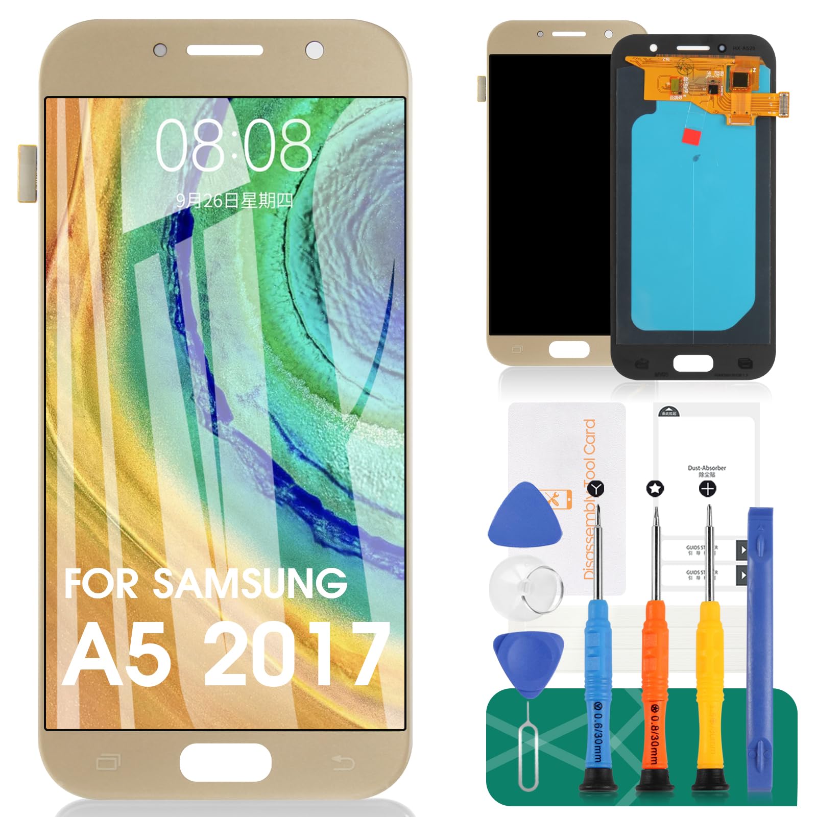 for Samsung Galaxy A5 2017 A520 LCD Screen Touch Screen Digitizer Glass Assembly Replacement for Galaxy A5 (2017) A520F A520F/DS A520K A520L A520S Display AMOLED Parts