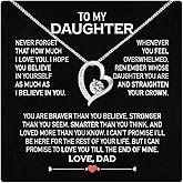 Larvincy To My Daughter Necklace From Dad With Heartfelt Message & Elegant Box, Gifts For Daughter From Father, Beautiful Jewelry Gift From Love Daddy On Graduation, Birthday, Wedding, Valentine’s Day