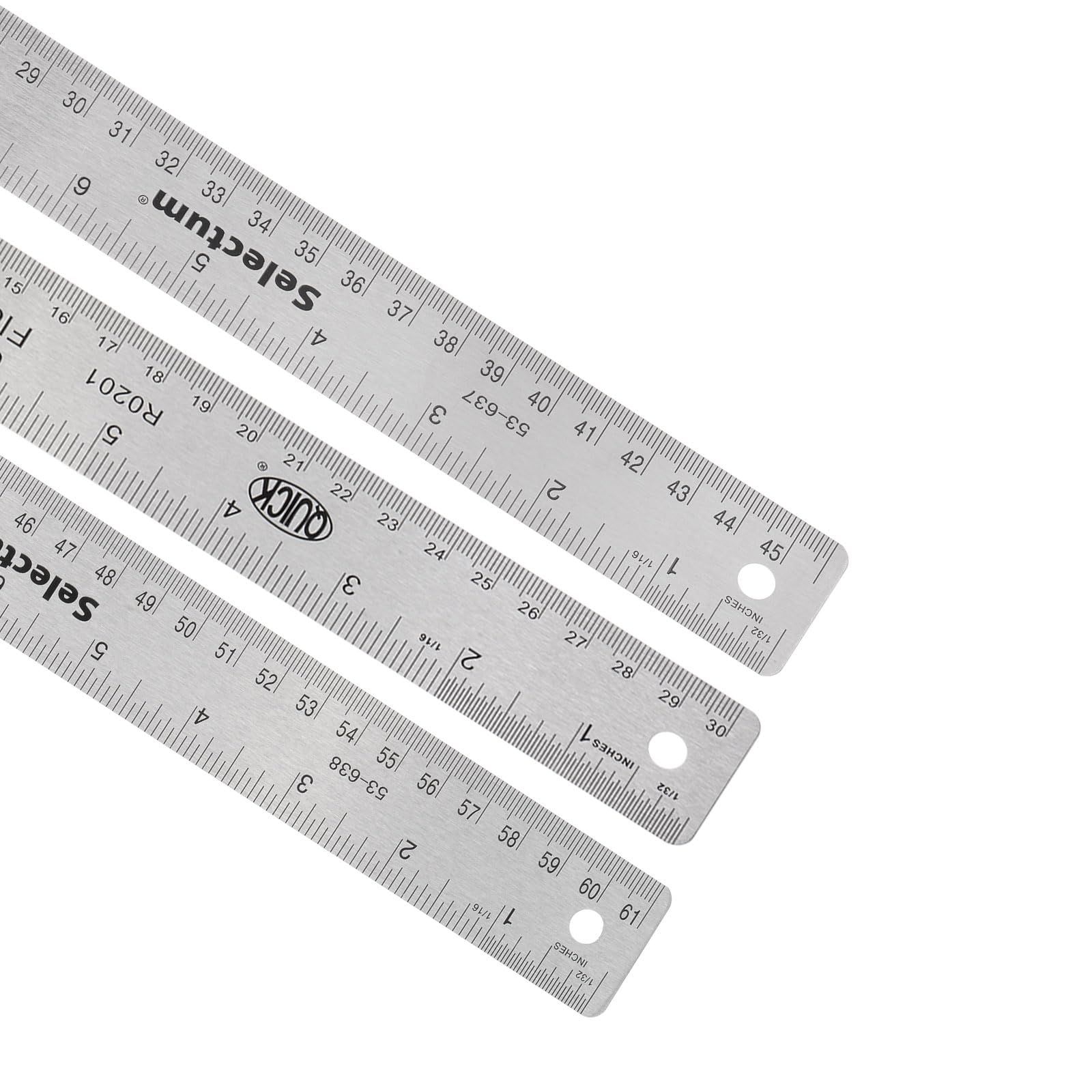 Kozelo 3pcs Stainless Steel Ruler - [6 Inch, 18 Inch, 24 Inch] Double-Scale Metal Measuring Tools with Non-Skid Backing for Architectural Design Use