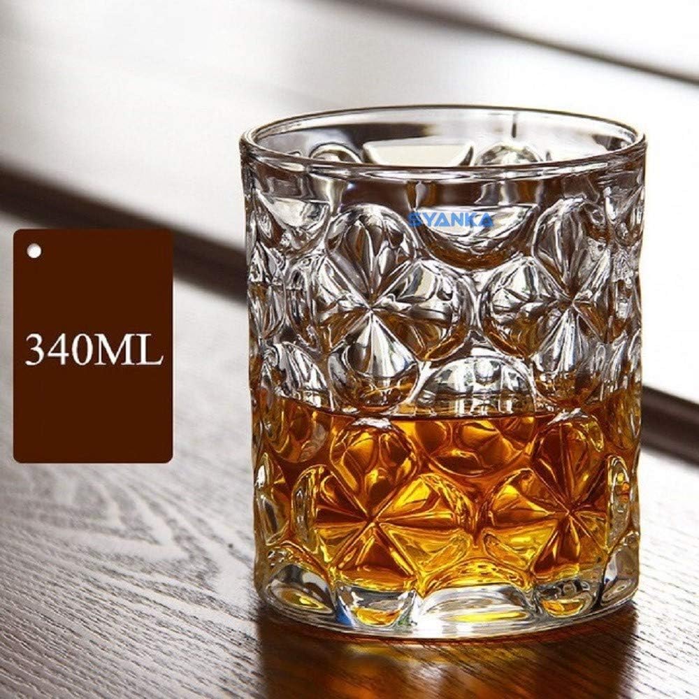 Syanka Classic Old Fashioned Whiskey Glasses Set of 6, Clear, 340 ml
