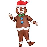 Adult Gingerbread Man Costume, Inflatable Christmas Costumes, Blow Up Xmas Outfit, Funny Holiday Party Costume