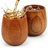 2Pcs Whiskey Cup Wooden Bourbon Glass Charred Wood Bourbon Glass Gifts For Men, Dad, Or Brother Anniversary Unique Whiskey Gifts