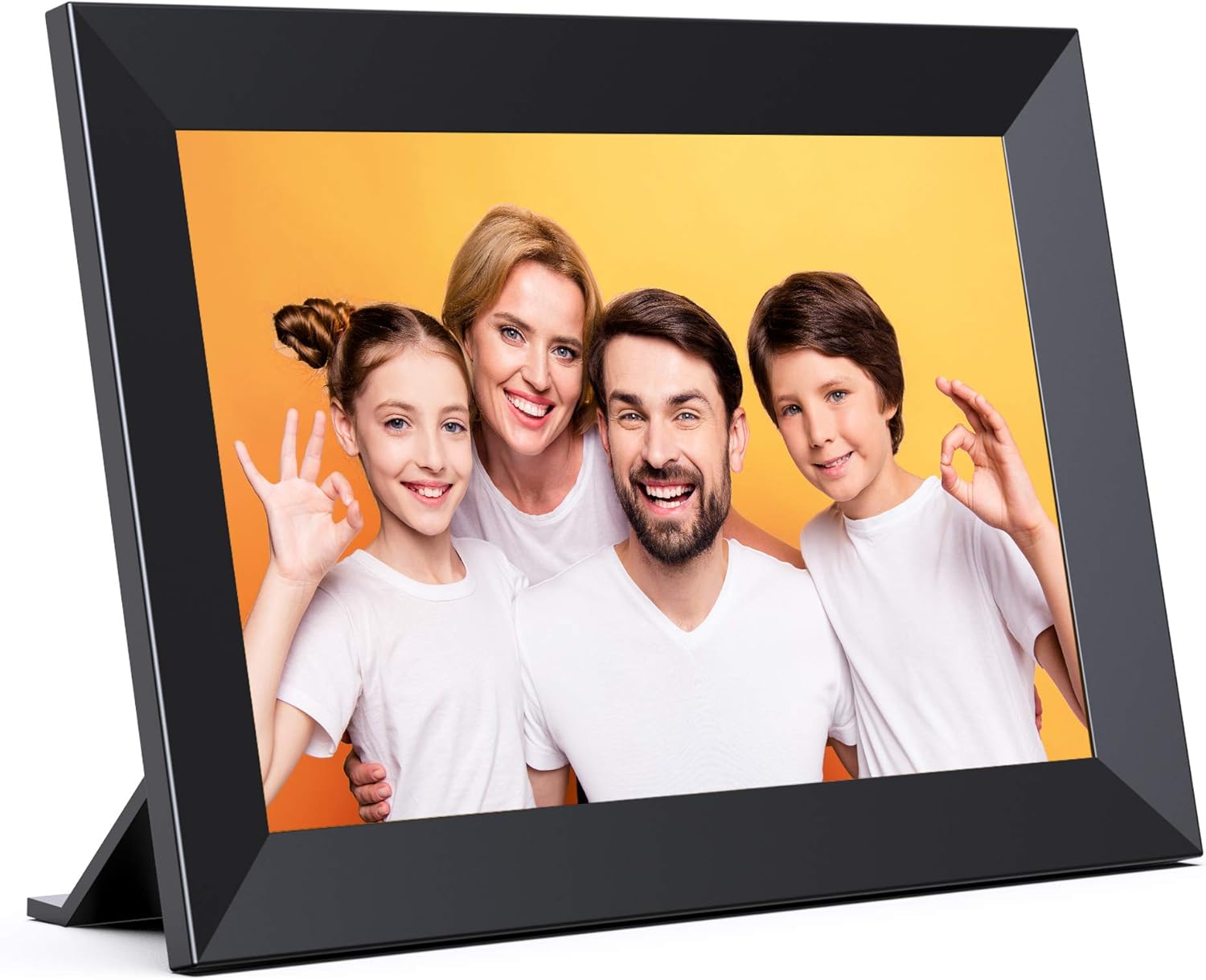 JEEMAK Digital Picture Frame 10.1 Inch IPS Touch Screen HD Display with 16GB Storage Easy to Share Photos and Video Remotely Via WiFi and Free App