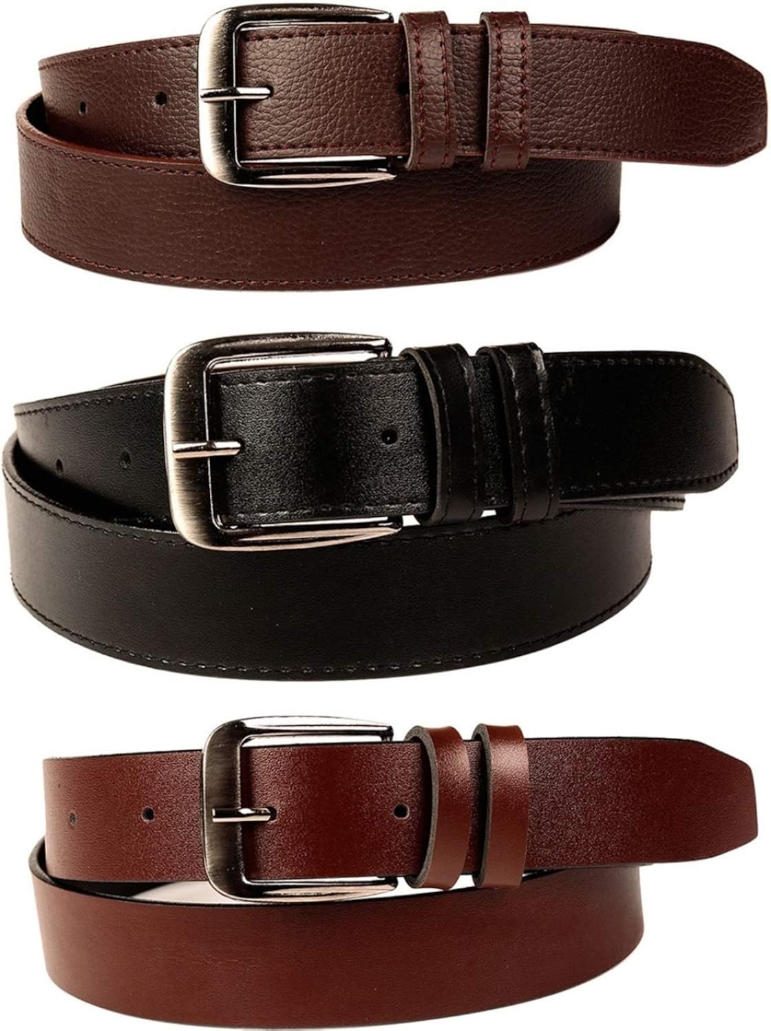 Buy SORSHORE Men's Artificial Leather Belt (Black, Free Size) Combo of